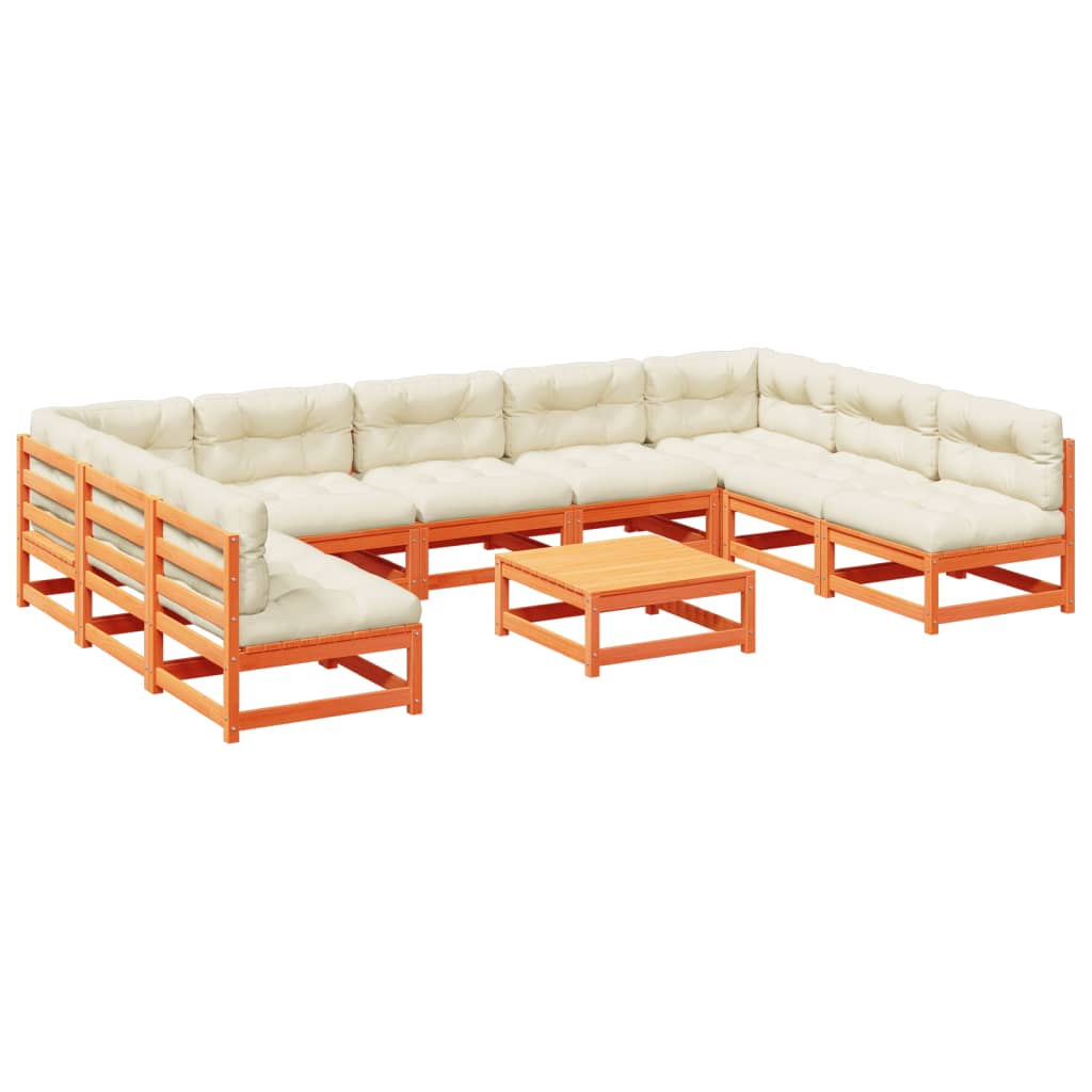 Set canapele grădină cu perne, 10 piese, maro lemn masiv de pin GartenMobel Dekor