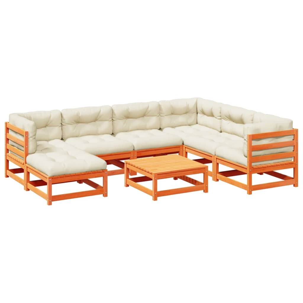 Set canapele grădină cu perne, 8 piese, maro, lemn masiv de pin GartenMobel Dekor