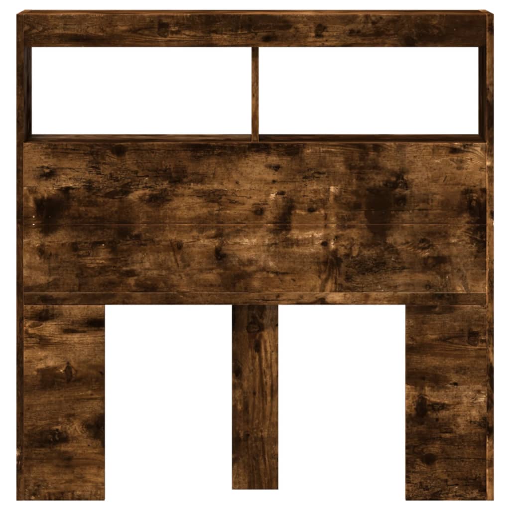 Tăblie de pat cu dulap și LED, stejar fumuriu, 100x17x102 cm GartenMobel Dekor