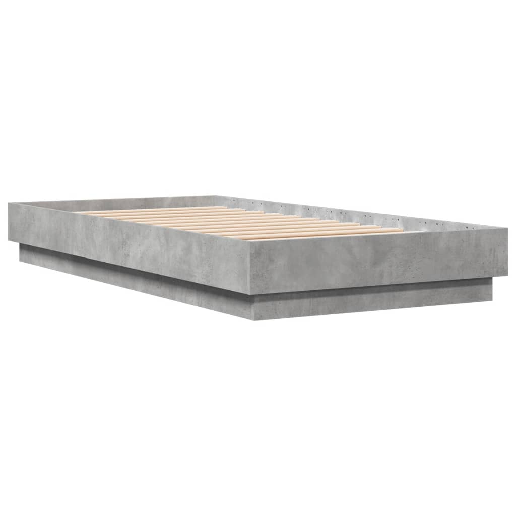 Cadru de pat, gri beton, 75x190 cm, lemn prelucrat GartenMobel Dekor