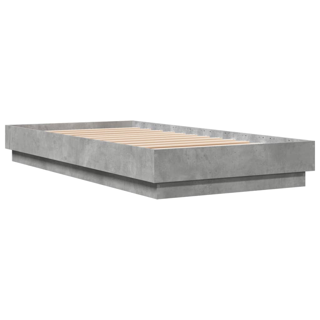 Cadru de pat, gri beton, 75x190 cm, lemn prelucrat GartenMobel Dekor