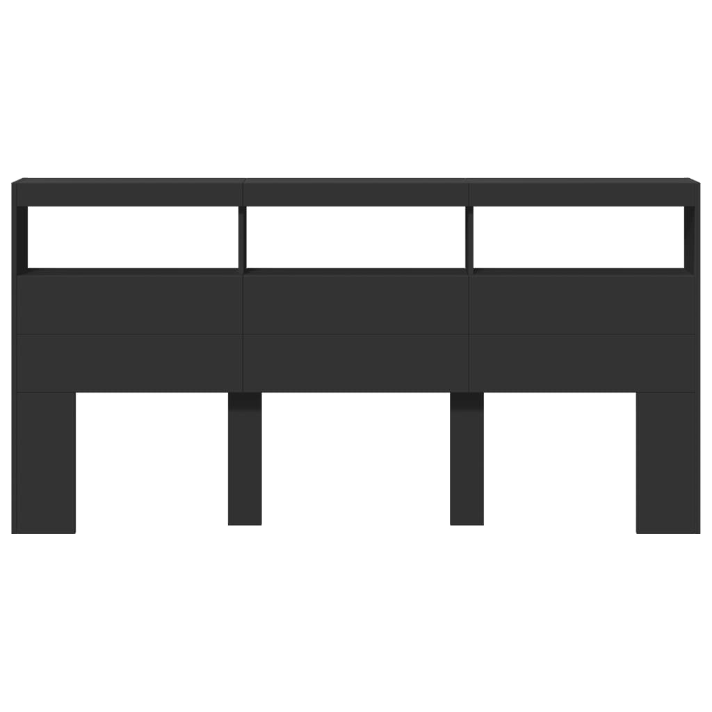 Tăblie cu dulap și LED, negru, 200x17x102 cm GartenMobel Dekor