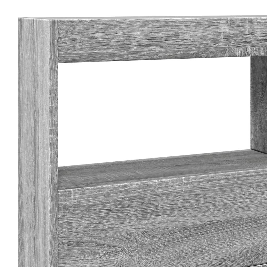 Tăblie de pat cu dulap și LED, gri sonoma, 140x17x102 cm GartenMobel Dekor