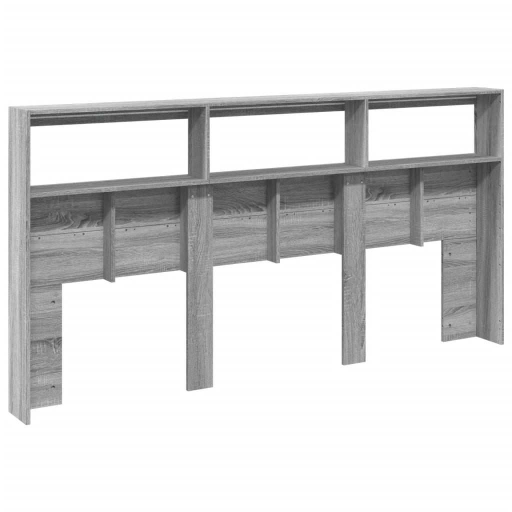 Tăblie de pat cu dulap și LED, gri sonoma, 200x17x102 cm GartenMobel Dekor