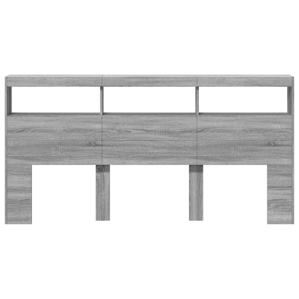 Tăblie de pat cu dulap și LED, gri sonoma, 200x17x102 cm GartenMobel Dekor