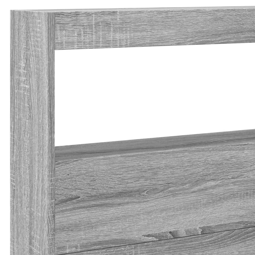 Tăblie de pat cu dulap și LED, gri sonoma, 220x17x102 cm GartenMobel Dekor