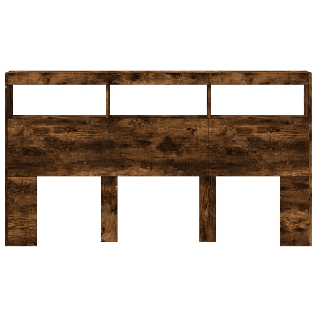 Tăblie de pat cu dulap și LED, stejar fumuriu, 180x17x102 cm GartenMobel Dekor