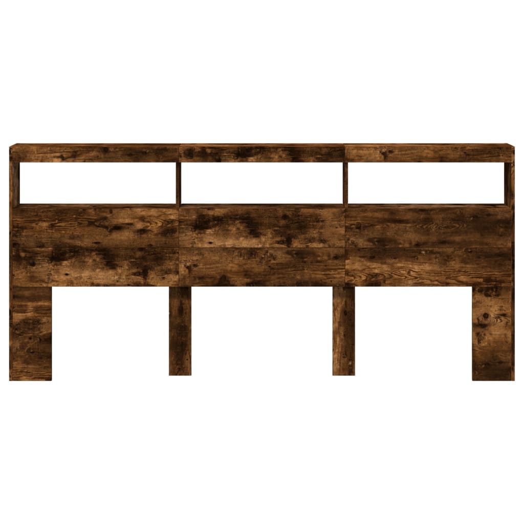 Tăblie de pat cu dulap și LED, stejar fumuriu, 220x17x102 cm GartenMobel Dekor