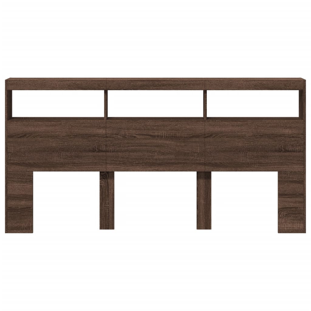 Tăblie de pat cu dulap și LED, stejar maro, 200x17x102 cm GartenMobel Dekor