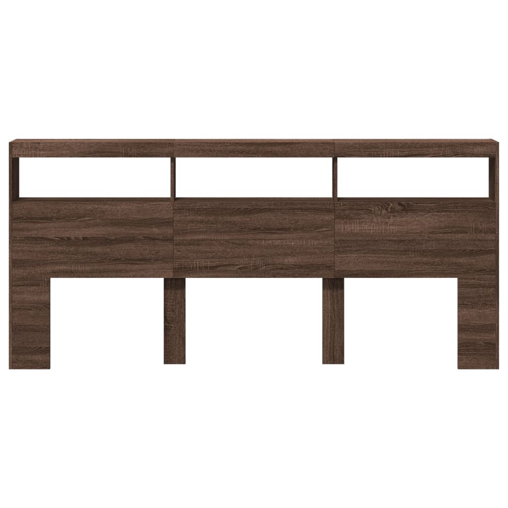 Tăblie de pat cu dulap și LED, stejar maro, 220x17x102 cm GartenMobel Dekor