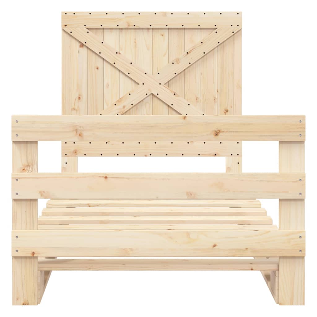 Cadru de pat cu tăblie, 100x200 cm, lemn masiv de pin GartenMobel Dekor