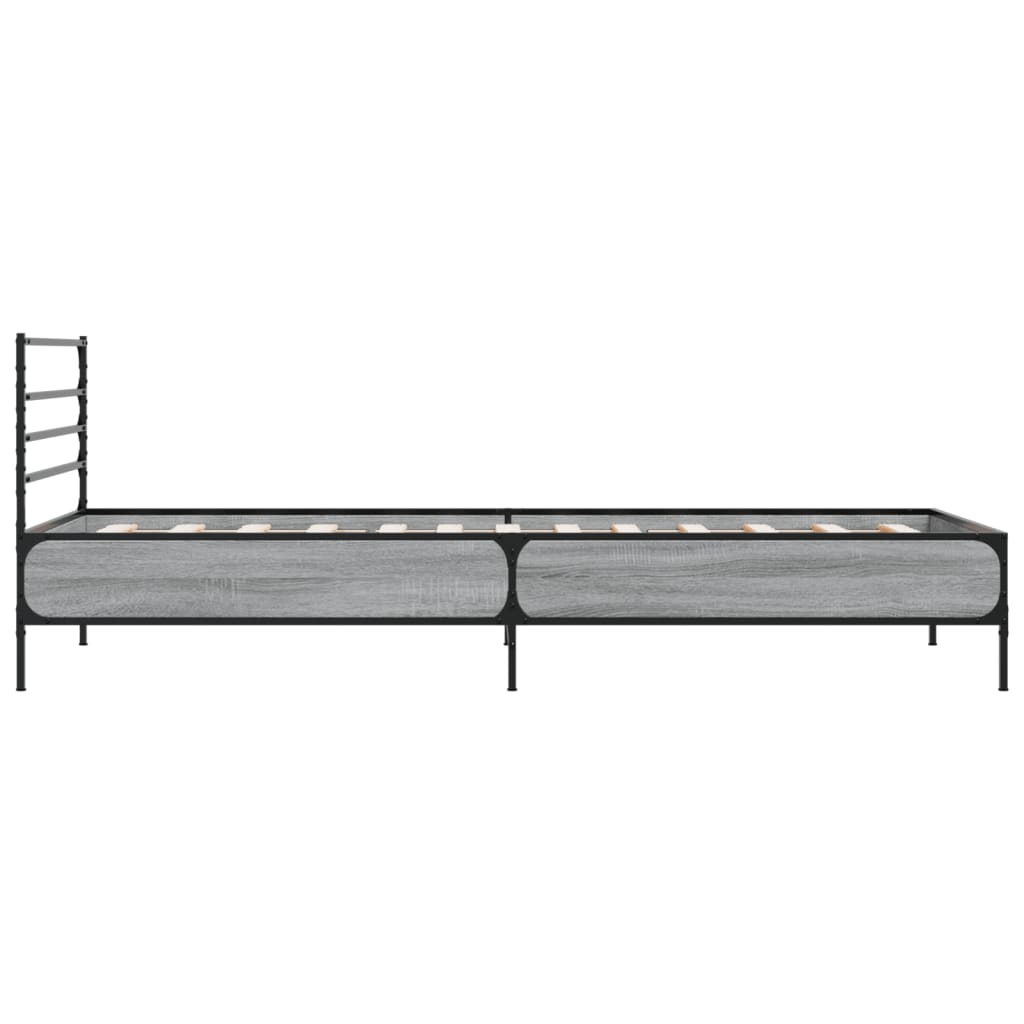 Cadru de pat, gri sonoma, 90x200 cm, lemn prelucrat și metal GartenMobel Dekor