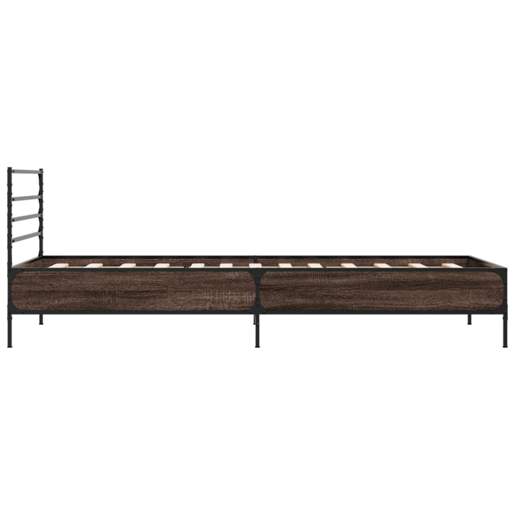 Cadru de pat, stejar maro, 90x190 cm, lemn prelucrat și metal GartenMobel Dekor