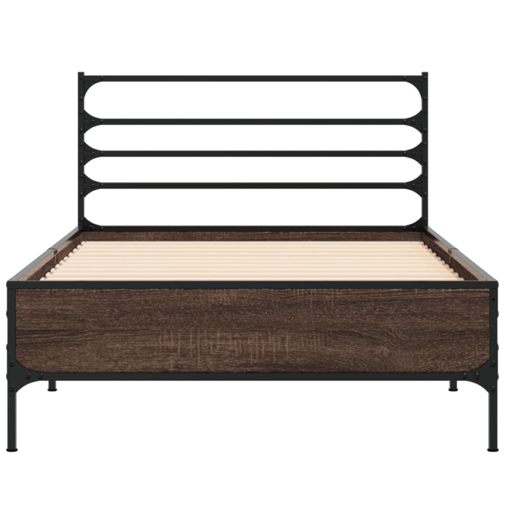 Cadru de pat, stejar maro, 90x190 cm, lemn prelucrat și metal GartenMobel Dekor