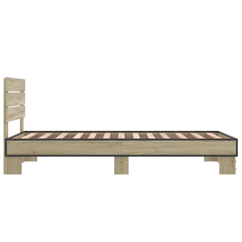 Cadru de pat, stejar sonoma, 75x190 cm, lemn prelucrat și metal GartenMobel Dekor