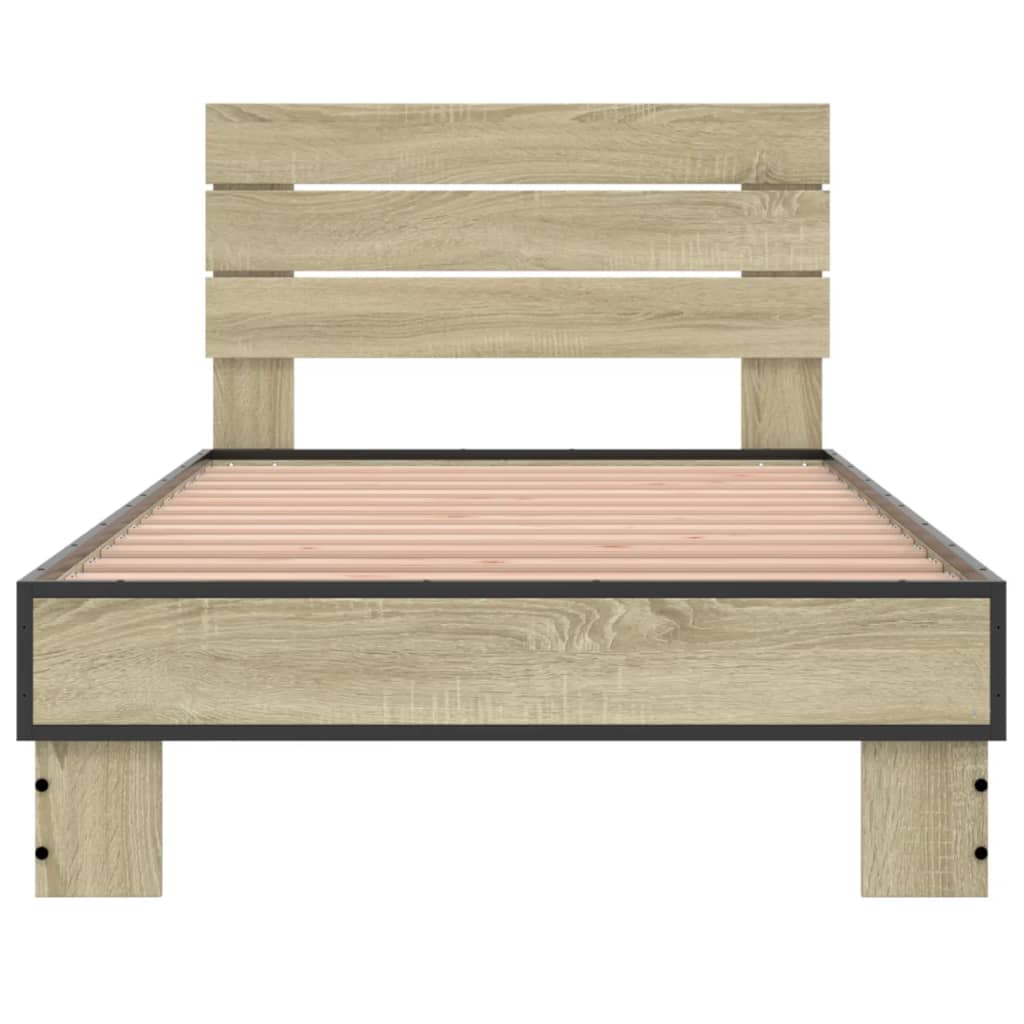 Cadru de pat, stejar sonoma, 75x190 cm, lemn prelucrat și metal GartenMobel Dekor