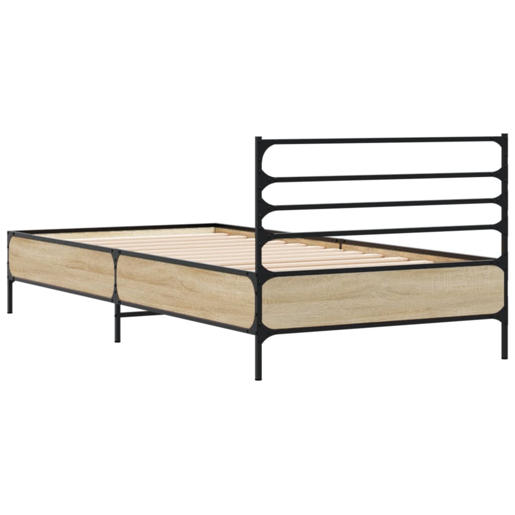 Cadru de pat, stejar sonoma, 90x190 cm, lemn prelucrat și metal GartenMobel Dekor