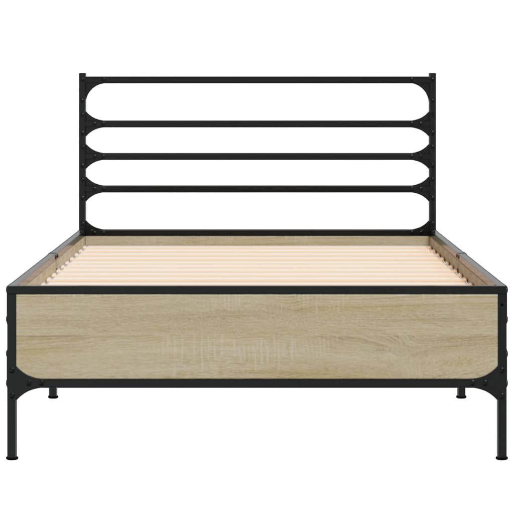 Cadru de pat, stejar sonoma, 90x190 cm, lemn prelucrat și metal GartenMobel Dekor
