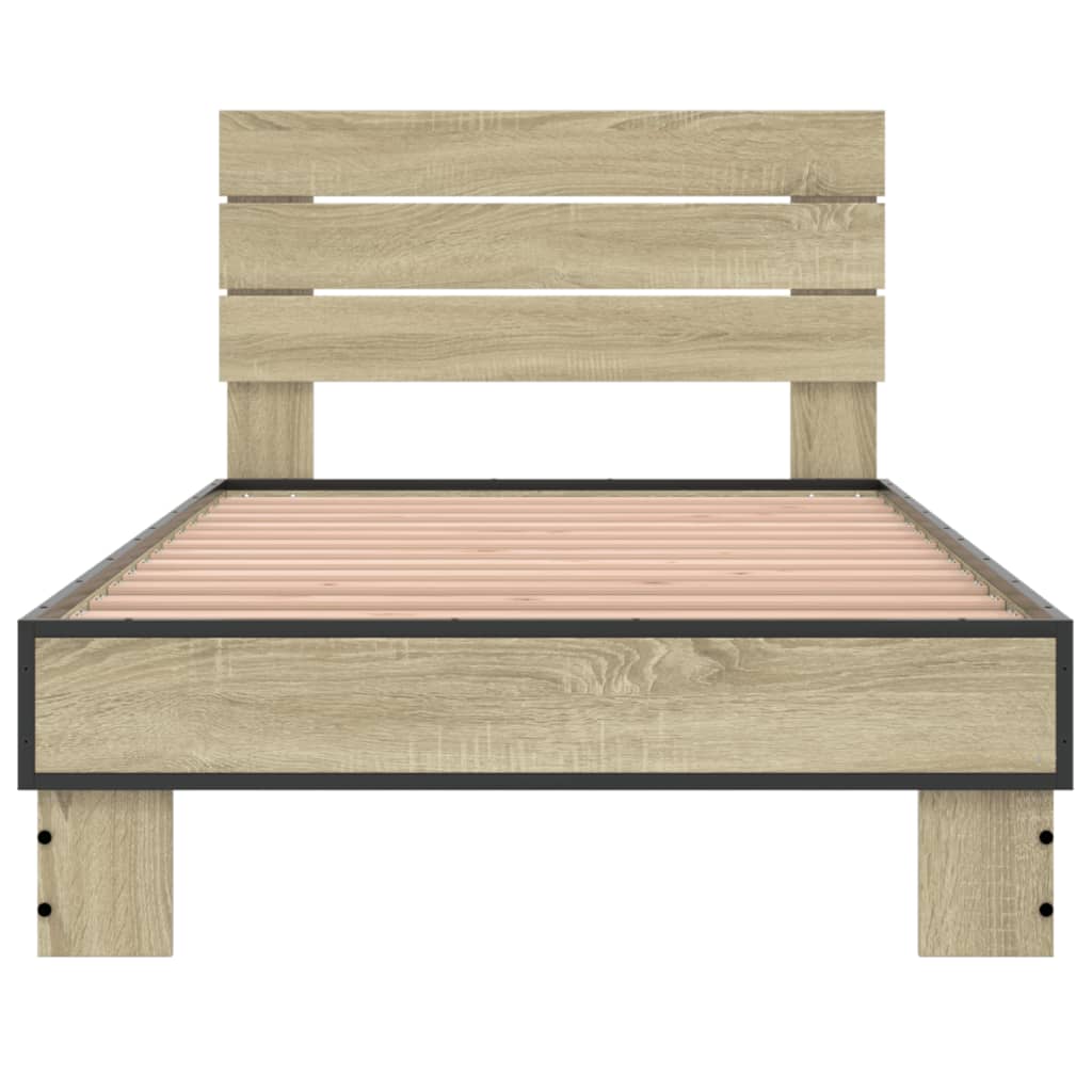 Cadru de pat, stejar sonoma, 90x190 cm, lemn prelucrat și metal GartenMobel Dekor