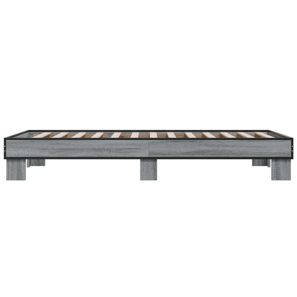 Cadru de pat, gri sonoma, 90x190 cm, lemn prelucrat și metal GartenMobel Dekor