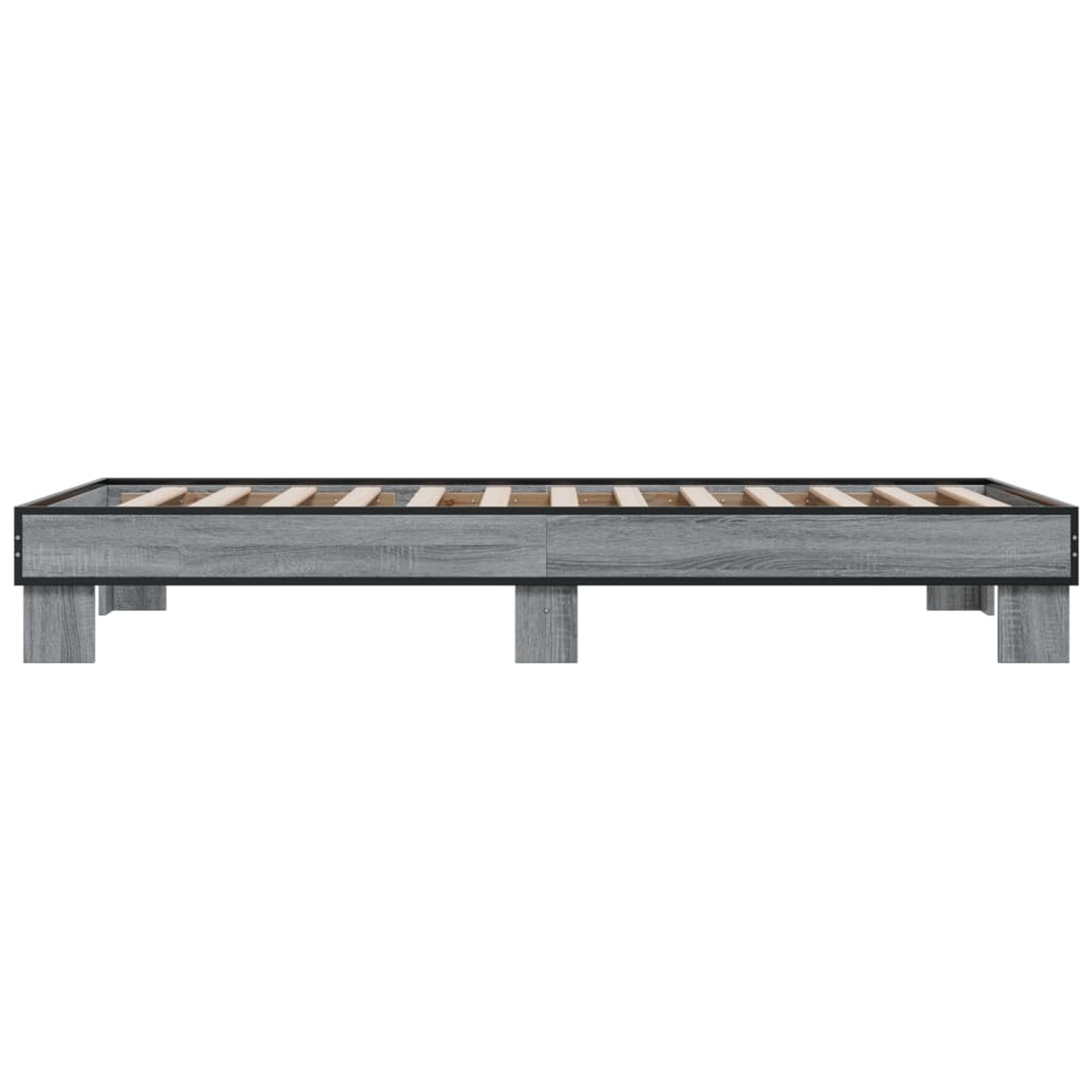 Cadru de pat, gri sonoma, 90x200 cm, lemn prelucrat și metal GartenMobel Dekor