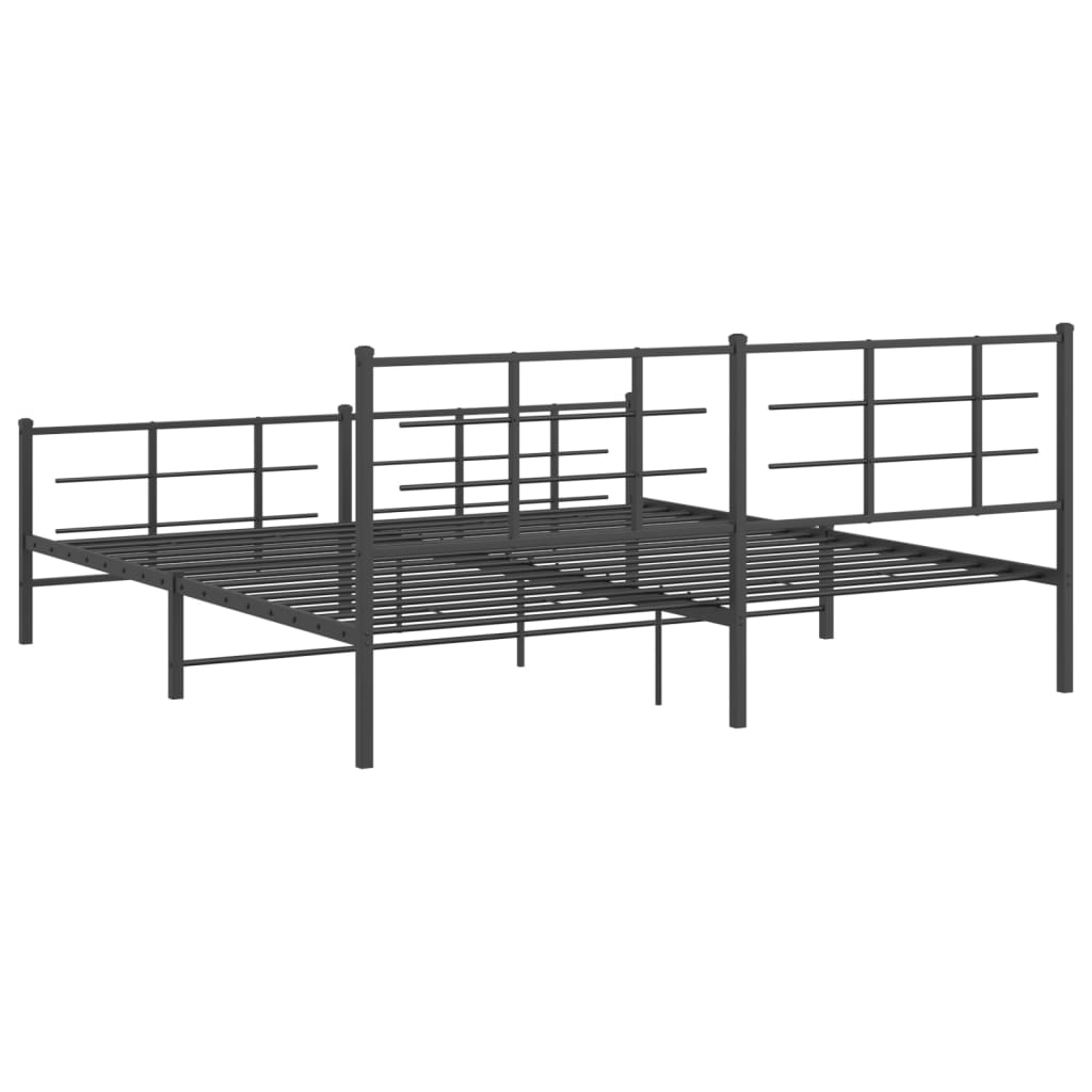 Cadru pat metalic cu tăblii de cap/picioare, negru, 193x203 cm GartenMobel Dekor