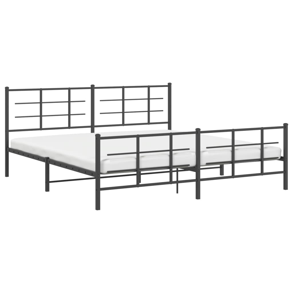 Cadru pat metalic cu tăblii de cap/picioare, negru, 193x203 cm GartenMobel Dekor