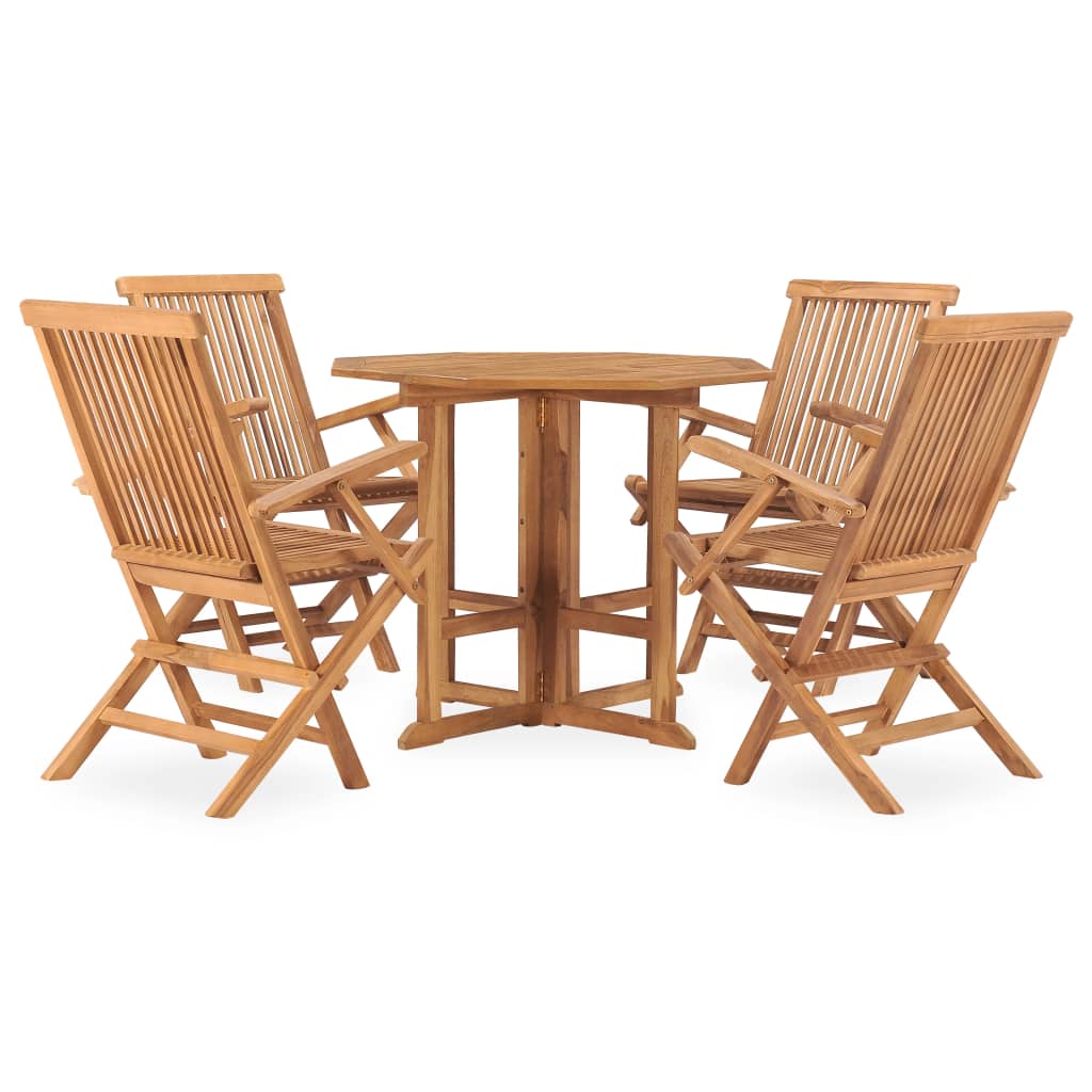 Set mobilier de exterior pliabil, 5 piese, lemn masiv de tec GartenMobel Dekor