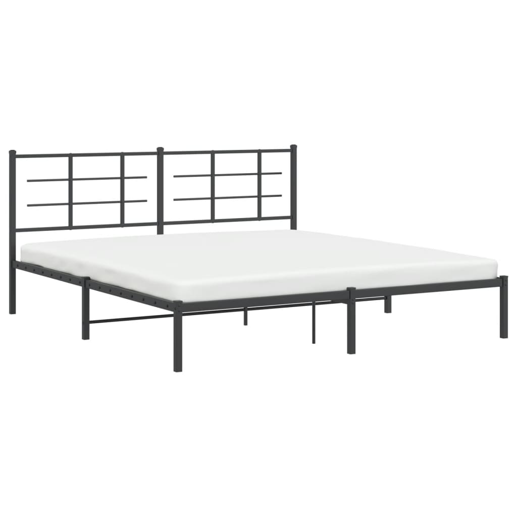 Cadru de pat metalic cu tăblie, negru, 183x213 cm GartenMobel Dekor