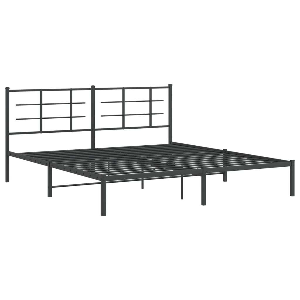 Cadru de pat metalic cu tăblie, negru, 183x213 cm GartenMobel Dekor