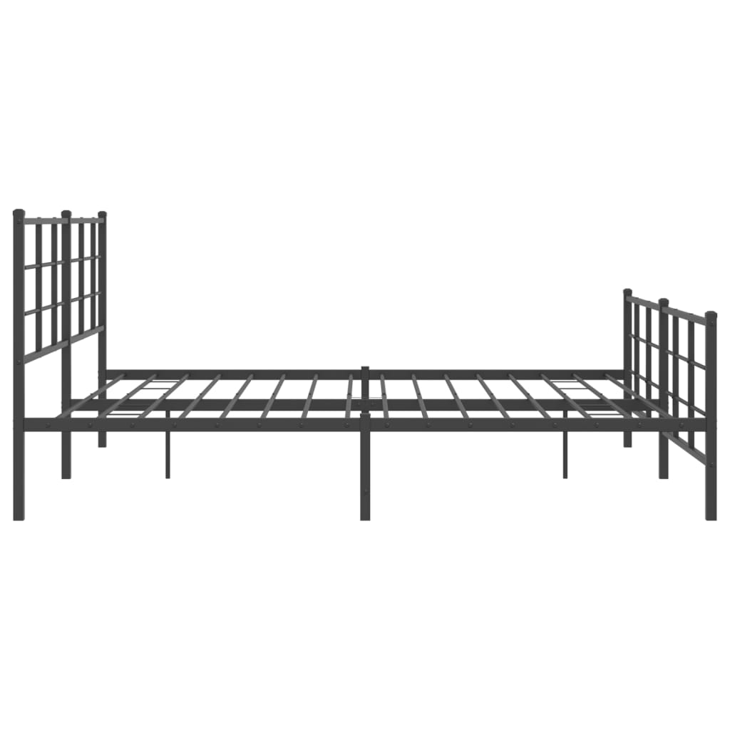 Cadru pat metalic cu tăblii de cap/picioare, negru, 200x200 cm GartenMobel Dekor