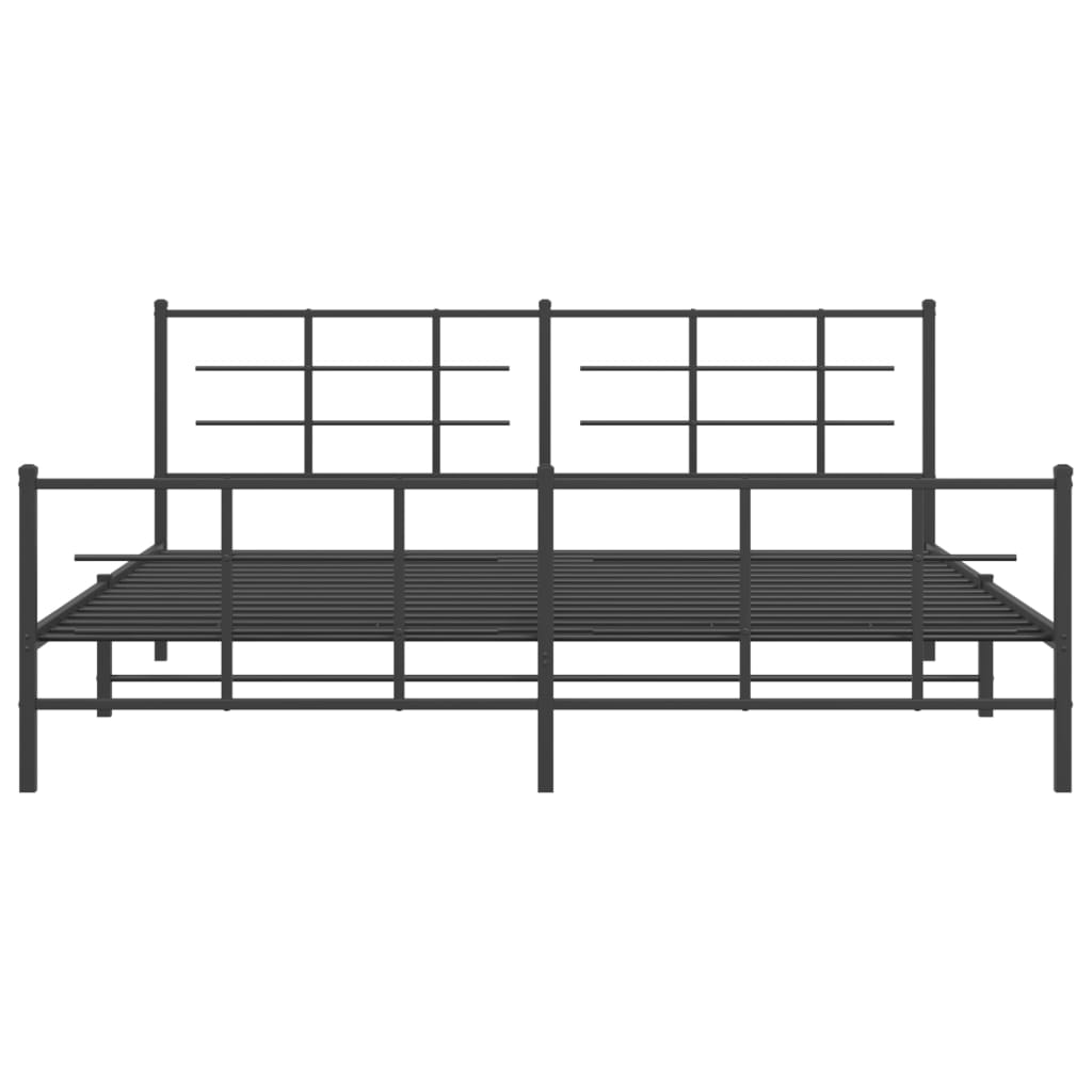 Cadru pat metalic cu tăblii de cap/picioare, negru, 200x200 cm GartenMobel Dekor