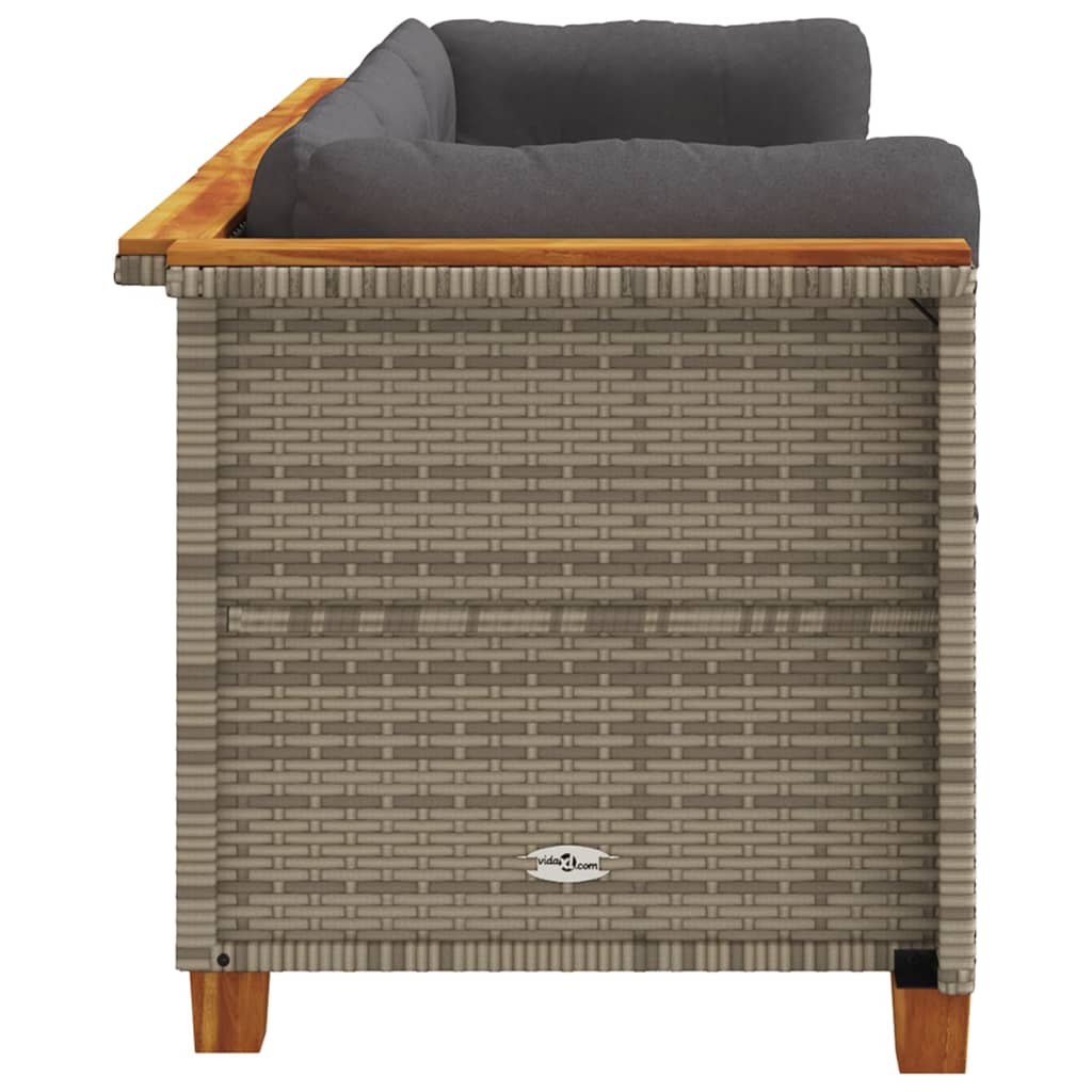 Canapea de grădină cu perne, cu 3 locuri, gri, poliratan GartenMobel Dekor