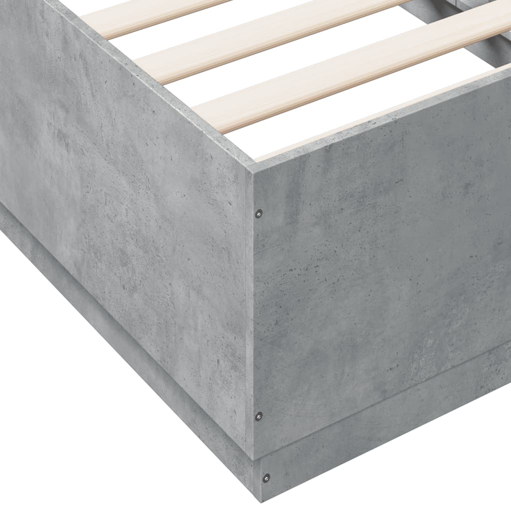 Cadru de pat cu LED, gri beton, 90x190 cm, lemn prelucrat GartenMobel Dekor