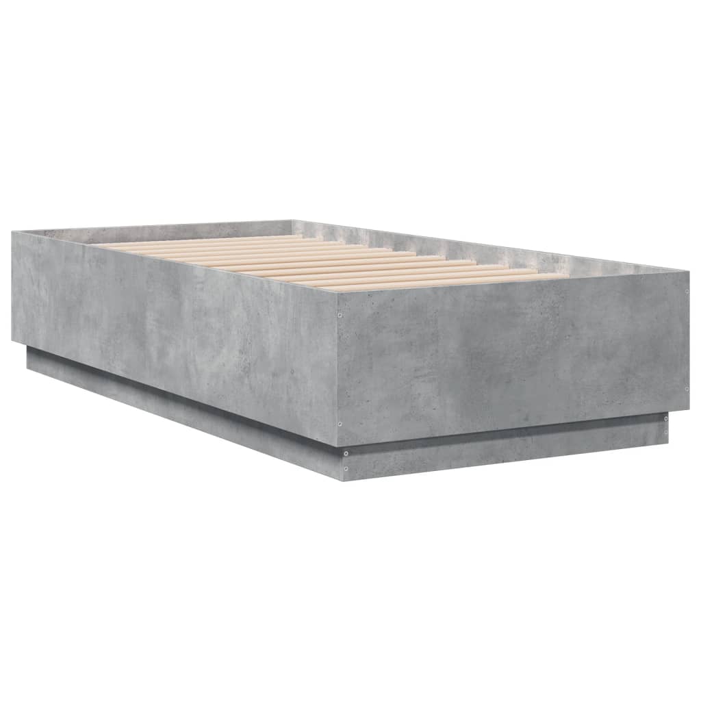 Cadru de pat cu LED, gri beton, 90x190 cm, lemn prelucrat GartenMobel Dekor
