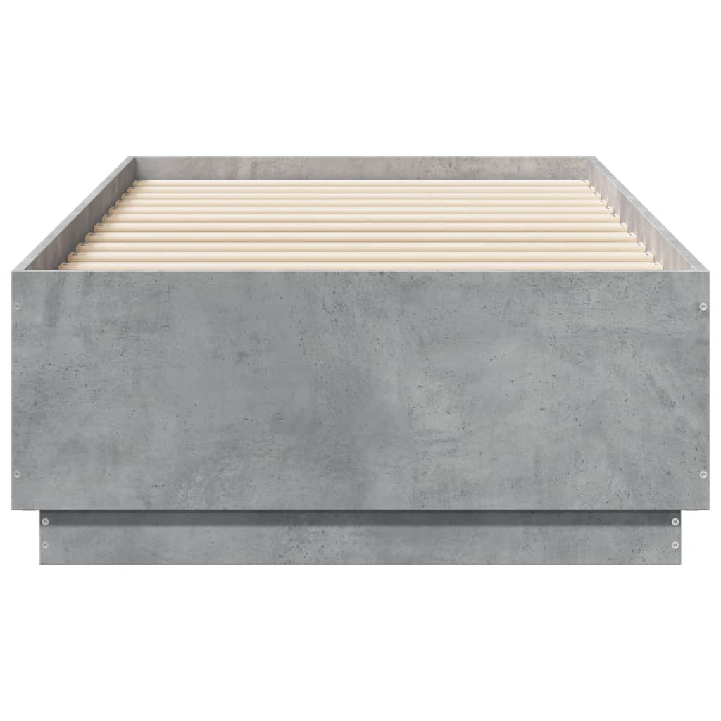 Cadru de pat cu LED, gri beton, 90x190 cm, lemn prelucrat GartenMobel Dekor