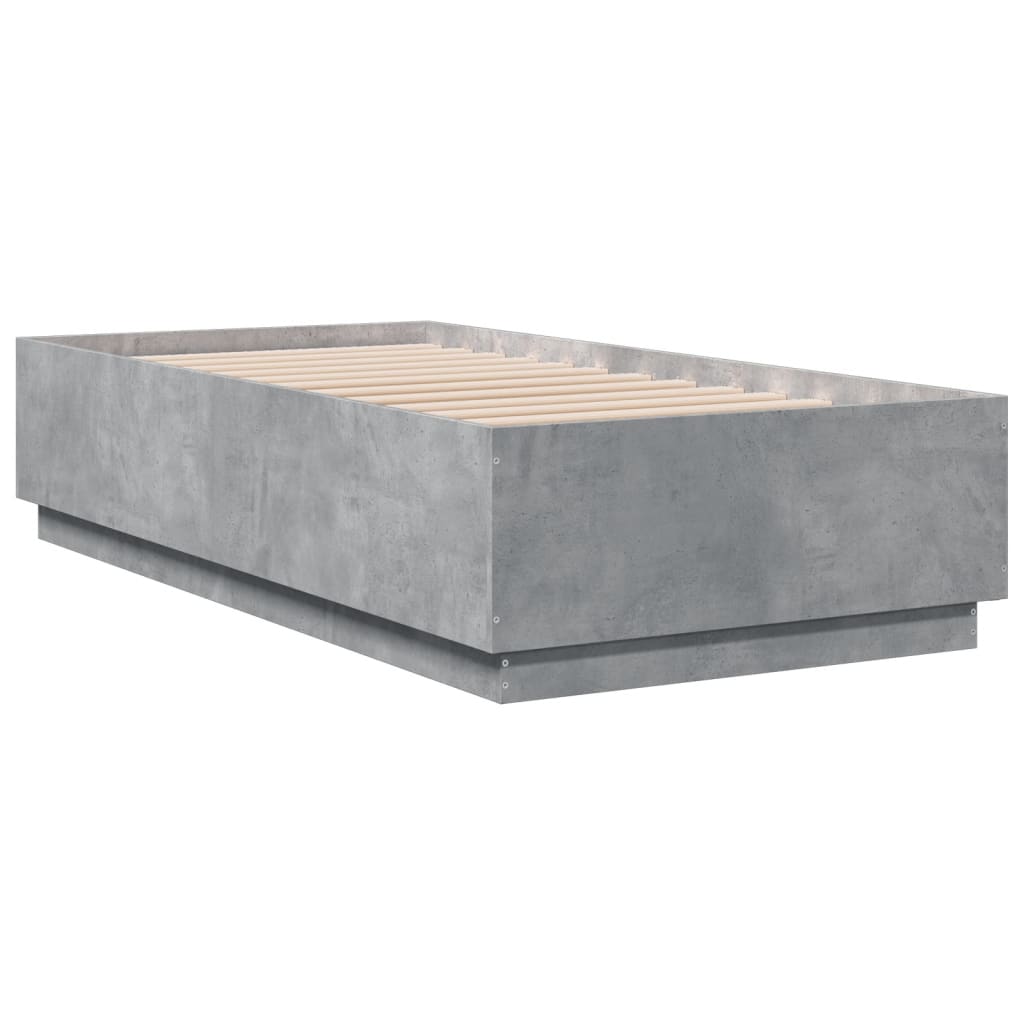Cadru de pat cu LED, gri beton, 90x190 cm, lemn prelucrat GartenMobel Dekor
