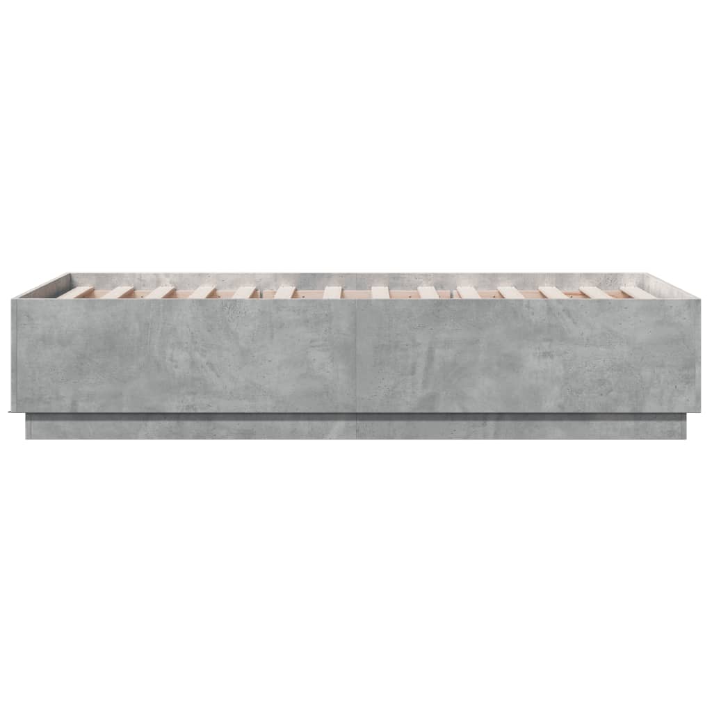 Cadru de pat cu LED, gri beton, 90x190 cm, lemn prelucrat GartenMobel Dekor