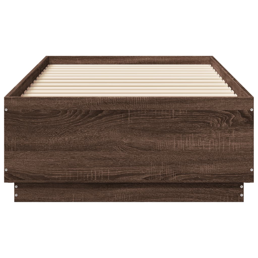 Cadru de pat cu LED, stejar maro, 90x190 cm, lemn prelucrat GartenMobel Dekor