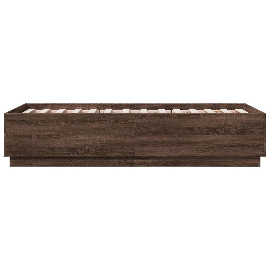 Cadru de pat cu LED, stejar maro, 90x190 cm, lemn prelucrat GartenMobel Dekor