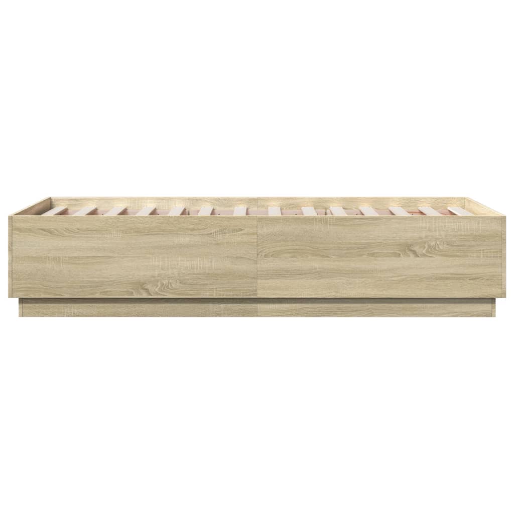 Cadru de pat cu LED, stejar sonoma, 90x190 cm, lemn prelucrat GartenMobel Dekor