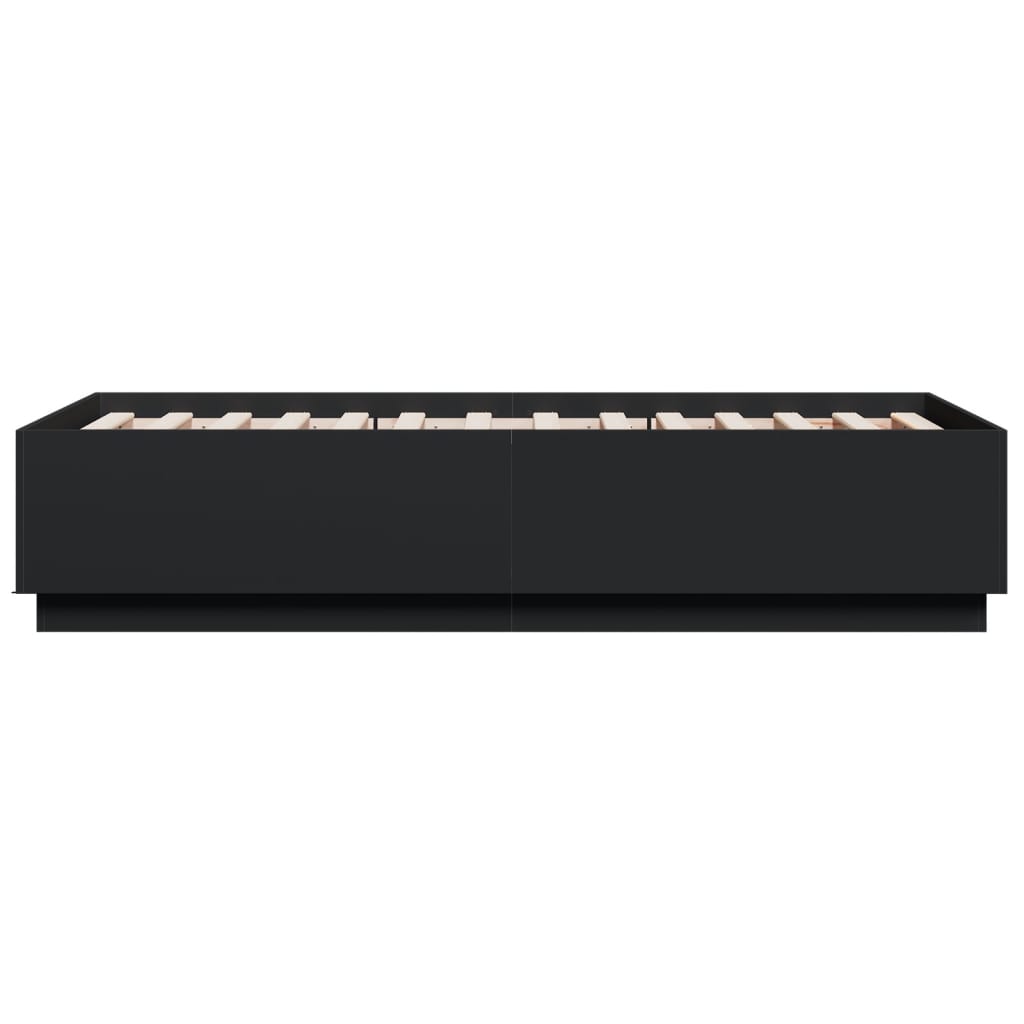 Cadru de pat cu lumini LED, negru, 90x190 cm, lemn prelucrat GartenMobel Dekor