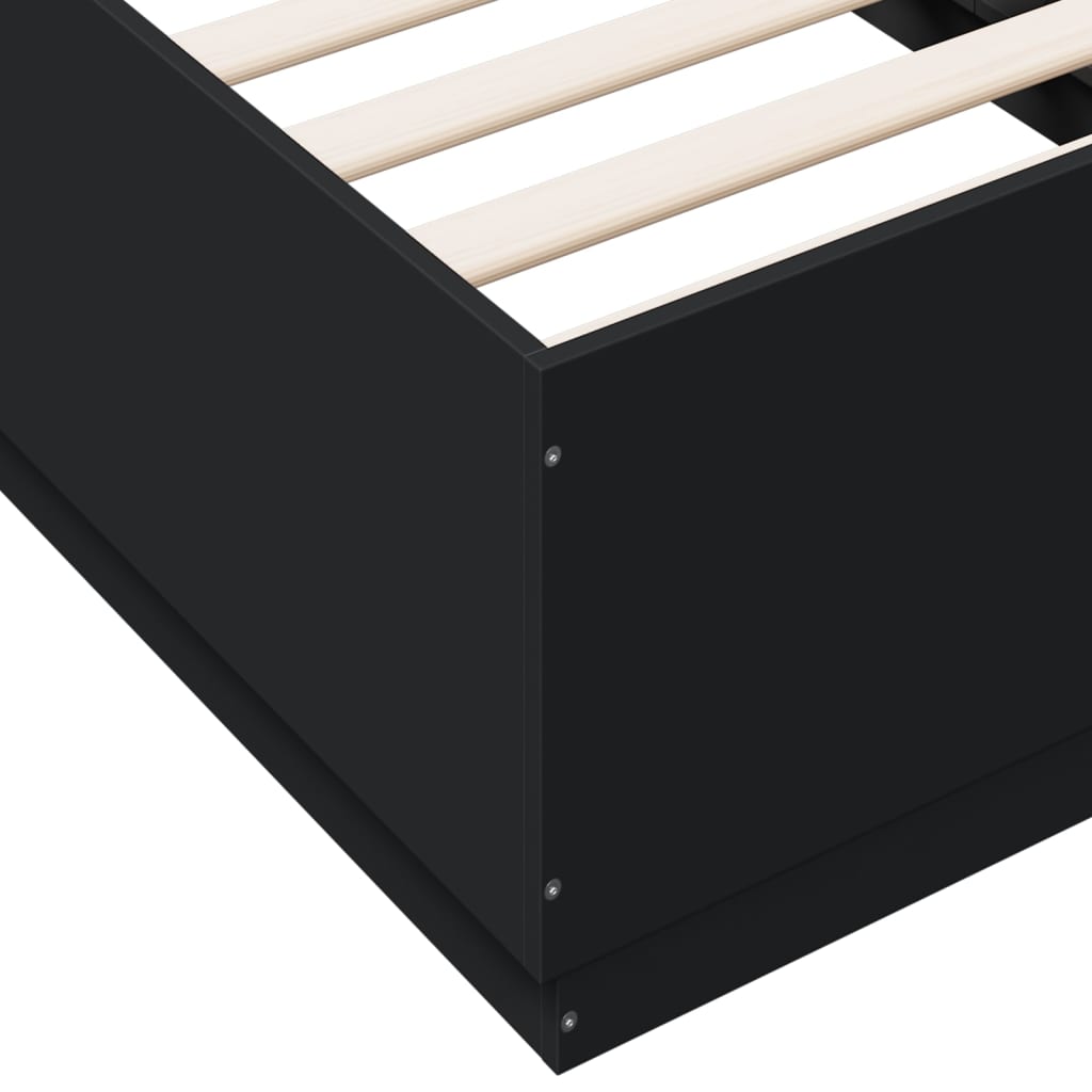 Cadru de pat cu lumini LED, negru, 90x190 cm, lemn prelucrat GartenMobel Dekor