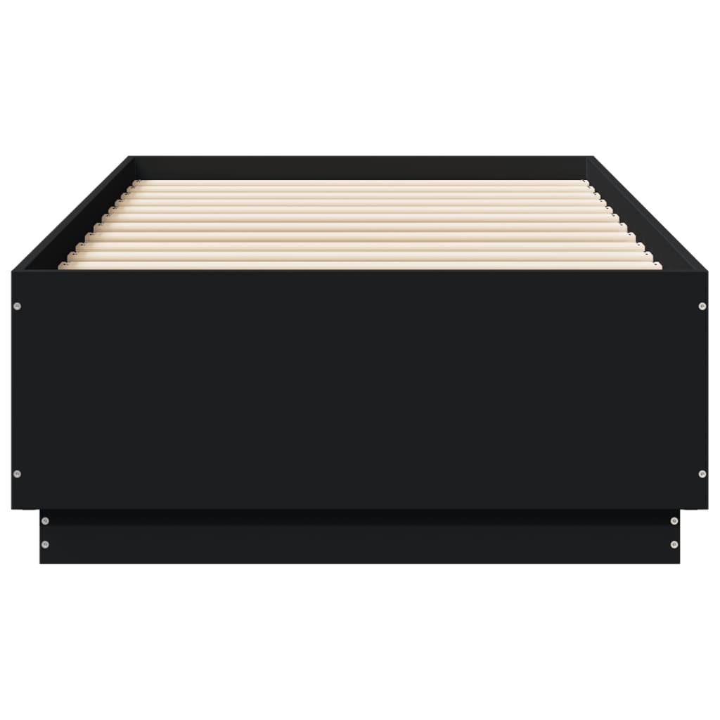 Cadru de pat cu lumini LED, negru, 90x190 cm, lemn prelucrat GartenMobel Dekor