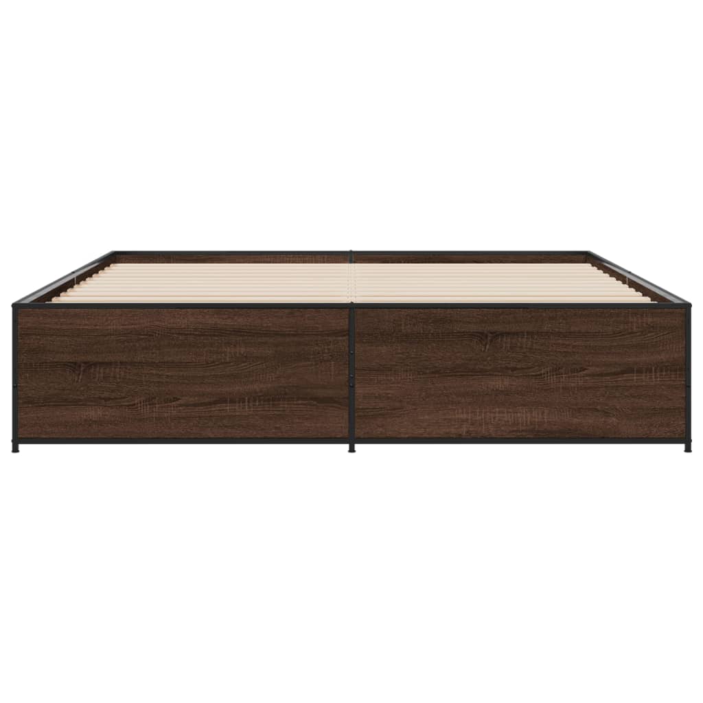 Cadru de pat, stejar maro, 180x200 cm, lemn prelucrat și metal GartenMobel Dekor