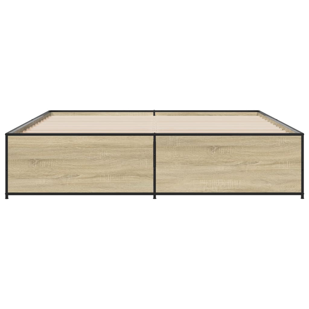 Cadru de pat, stejar sonoma, 180x200cm, lemn prelucrat și metal GartenMobel Dekor