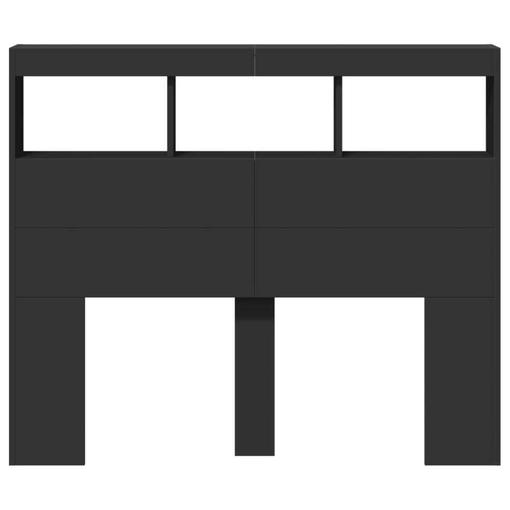 Tăblie cu dulap și LED, negru, 120x17x102 cm GartenMobel Dekor