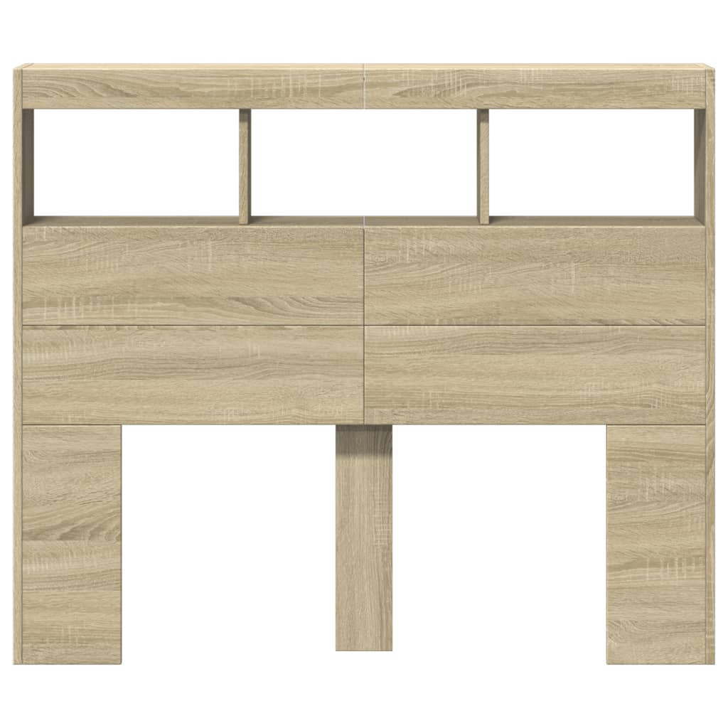 Tăblie de pat cu dulap și LED, stejar sonoma, 120x17x102 cm GartenMobel Dekor