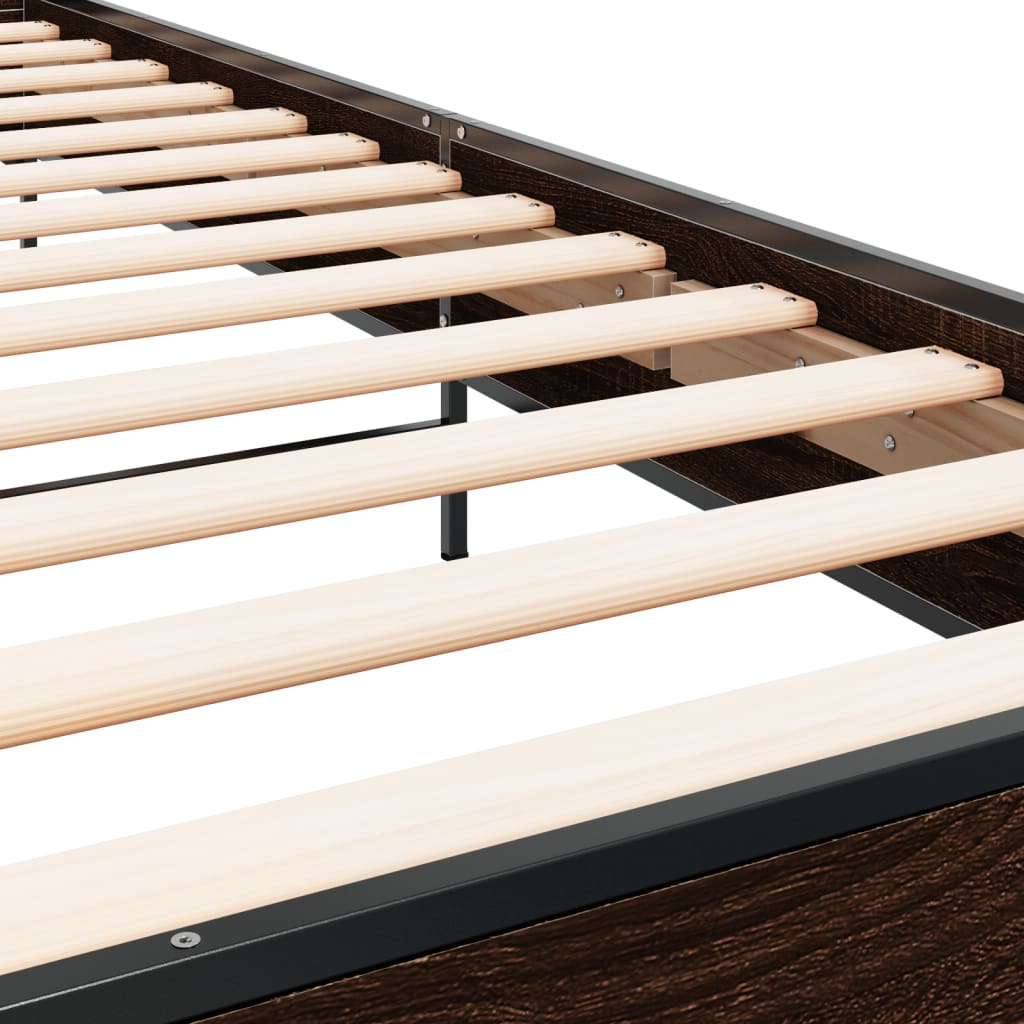Cadru de pat, stejar maro, 90x190 cm, lemn prelucrat și metal GartenMobel Dekor