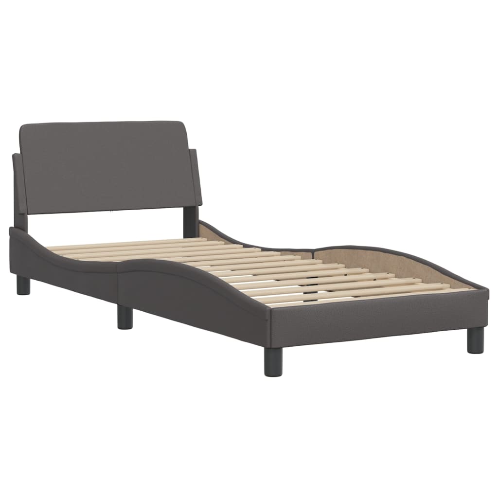 Pat cu saltea, gri, 80x200 cm, piele ecologică GartenMobel Dekor